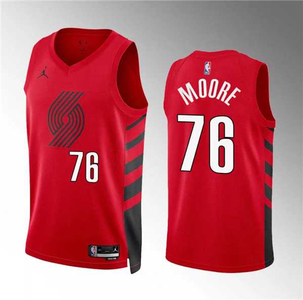 Mens Portland Trail Blazers #76 Taze Moore Red Statement Edition Stitched Basketball Jersey Dzhi